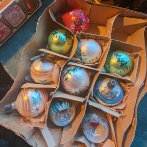 Poland Various Ornaments Set of 10 Original Box Vintage 